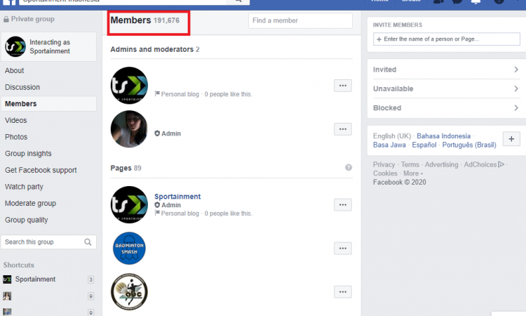 Jual Grup Facebook Member 190k++ Niche Sport